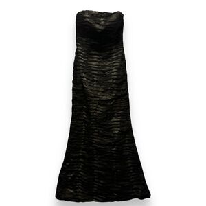 Jovani Black Silk Gathered Strapless Gown Dress